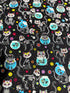 Sugar Skulls - Cat Skeletons & Fishbowls Yardage