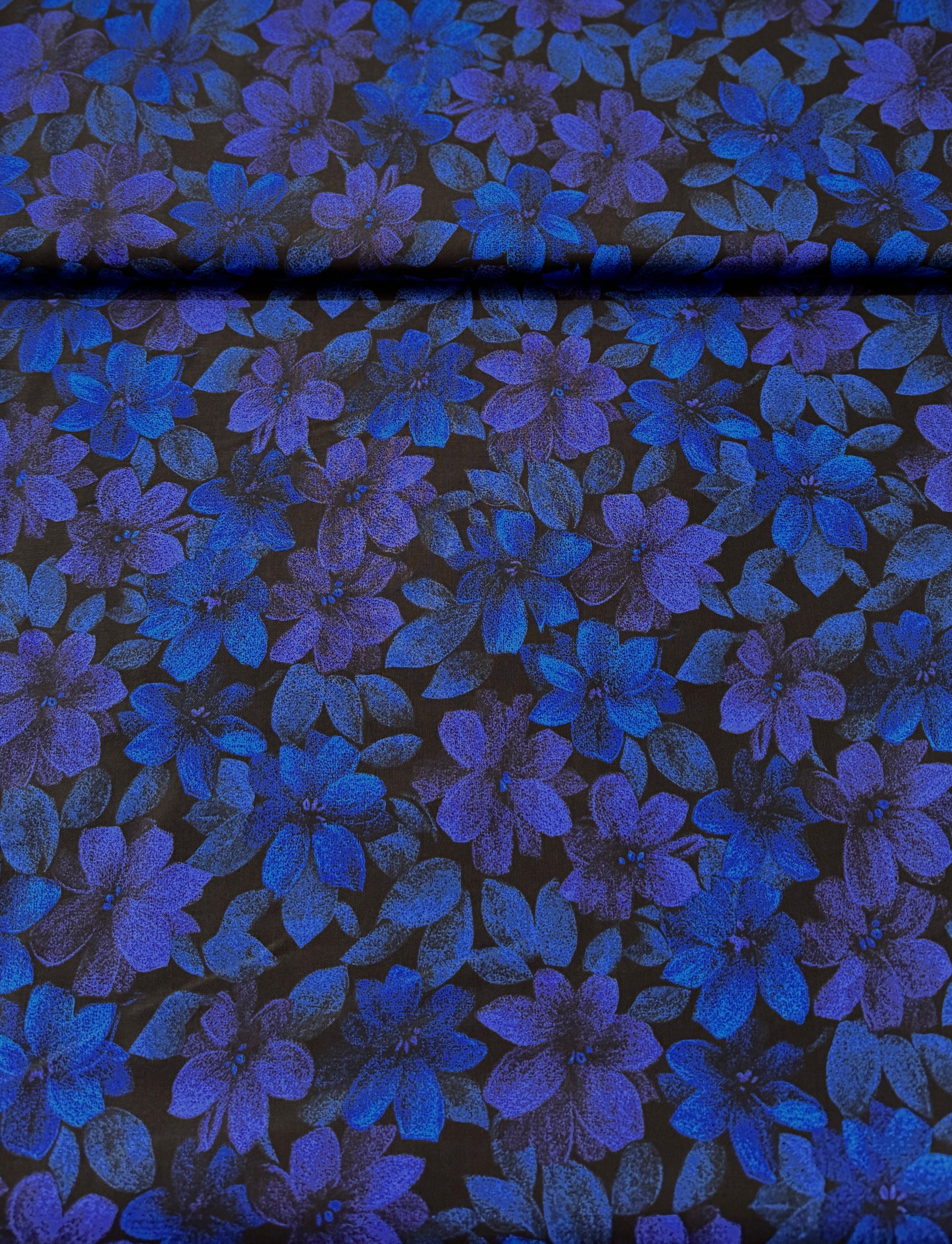 Midnight Garden - Packed Floral Dark Blue Yardage