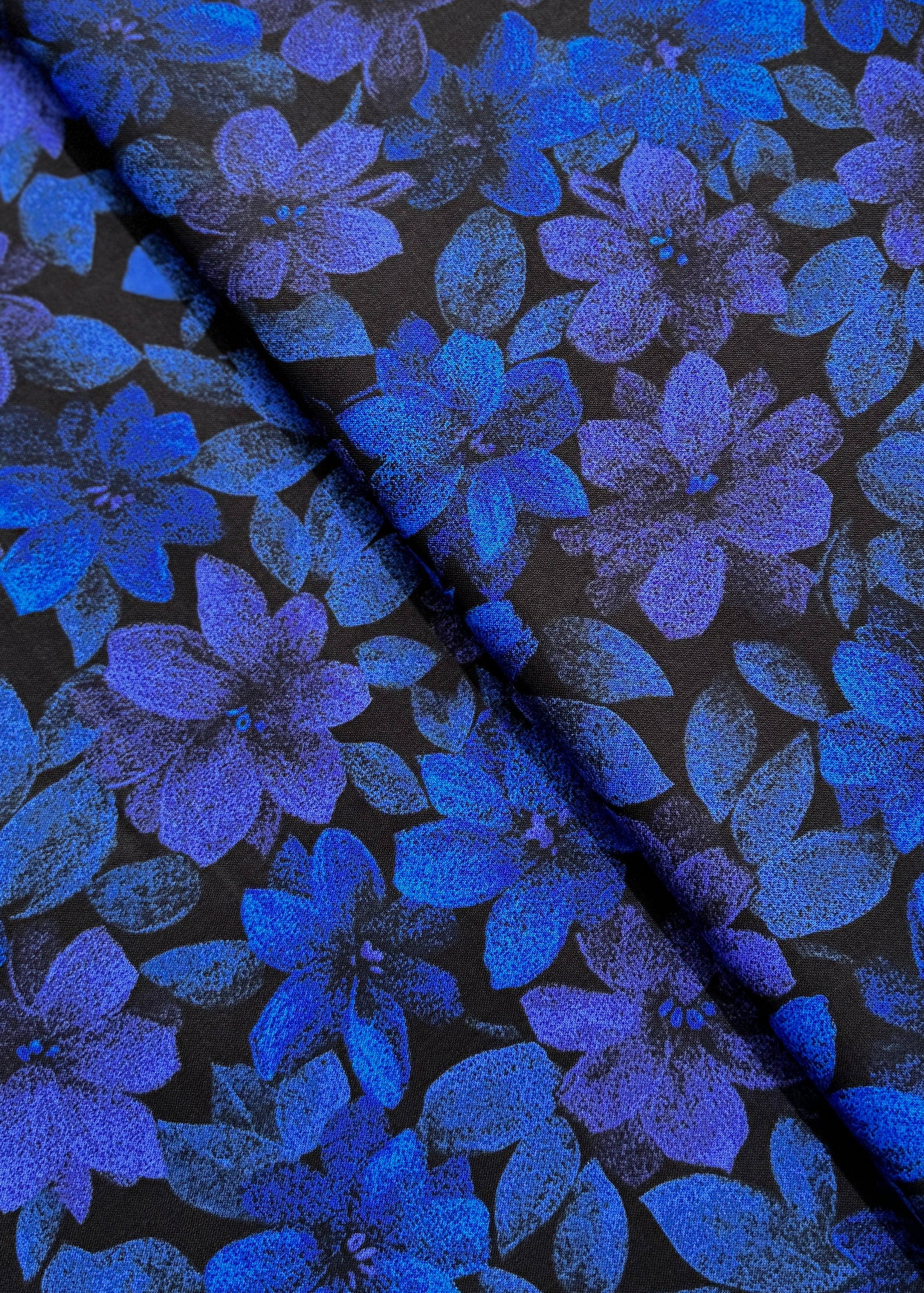 Midnight Garden - Packed Floral Dark Blue Yardage