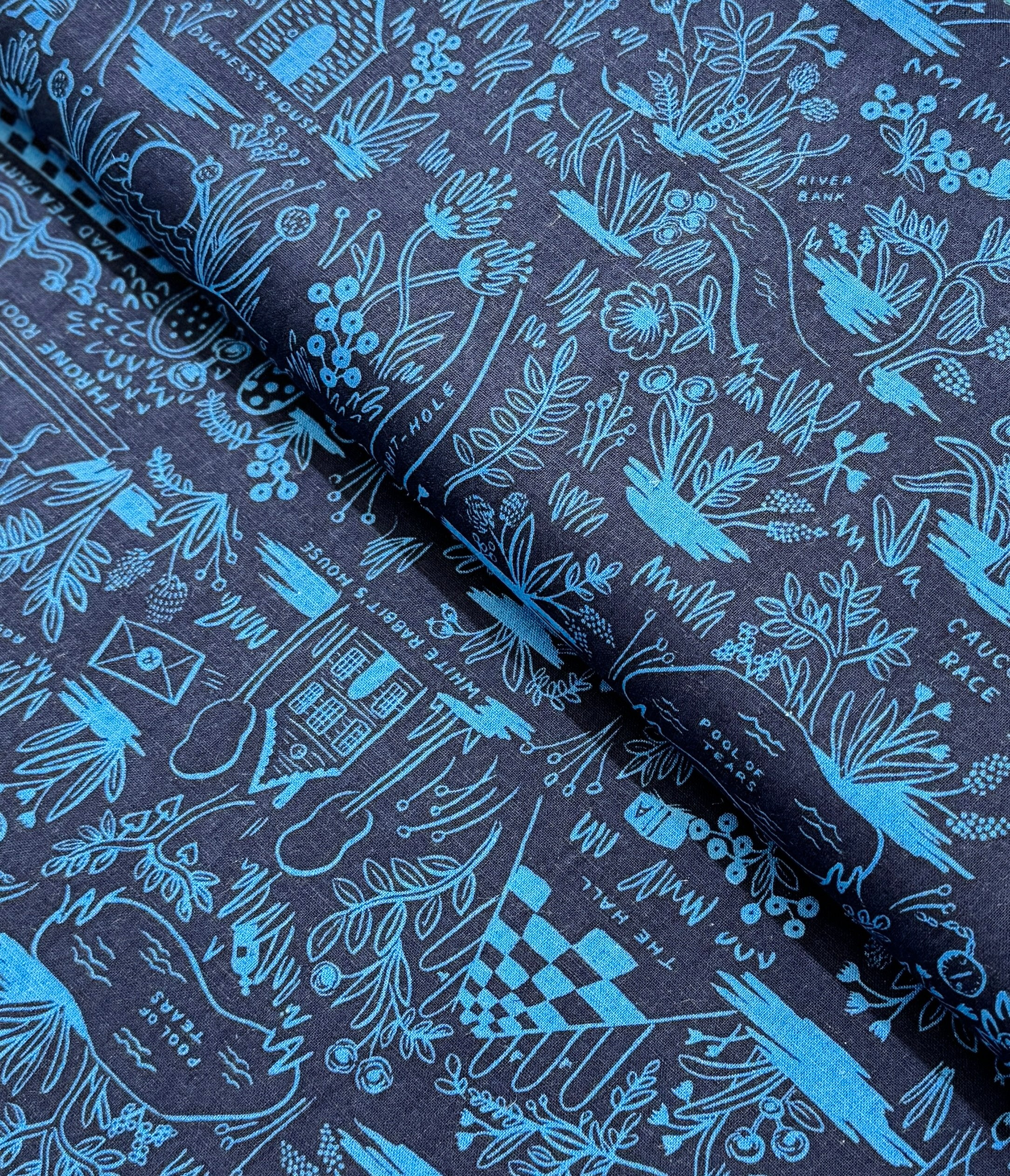 Wonderland - Magic Forest Navy Canvas - Half Yard