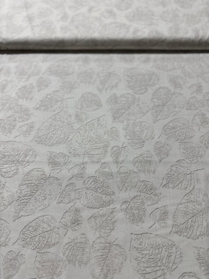 White Out - Frosted Leaves Taupe/White Yardage