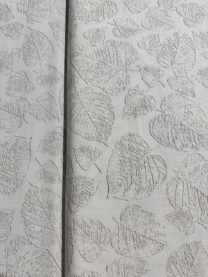 White Out - Frosted Leaves Taupe/White Yardage