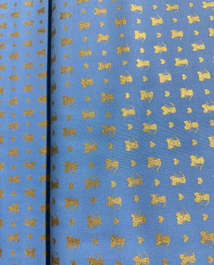 Glitter Critters - Nice Mice Cornflower/Gold Glitter Yardage