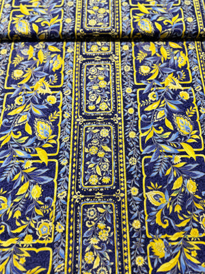 Canterbury - French Blue/Gold Metallic Yardage