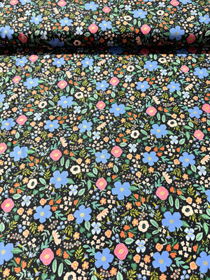 Fat Quarter - Primavera - Wild Rose Black Metallic