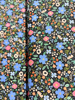 Primavera - Wild Rose Black Metallic Yardage