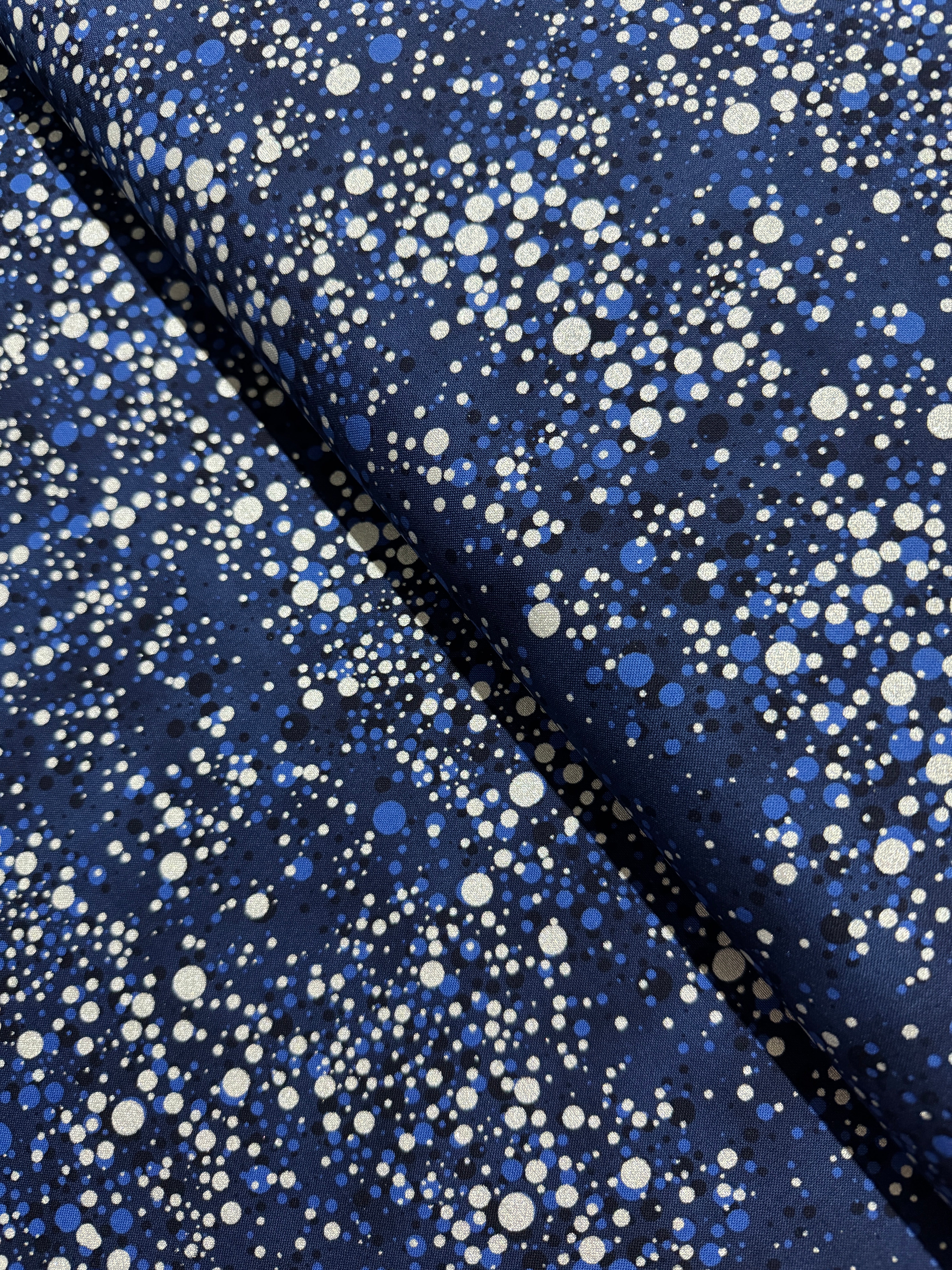 Fly Home For Winter - Navy/Silver Metallic Yardage