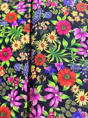 Inspired Blooms - Floral Black/Multi Yardage