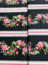 Flowerhouse Pretty Sweet - Floral Stripe Black Yardage