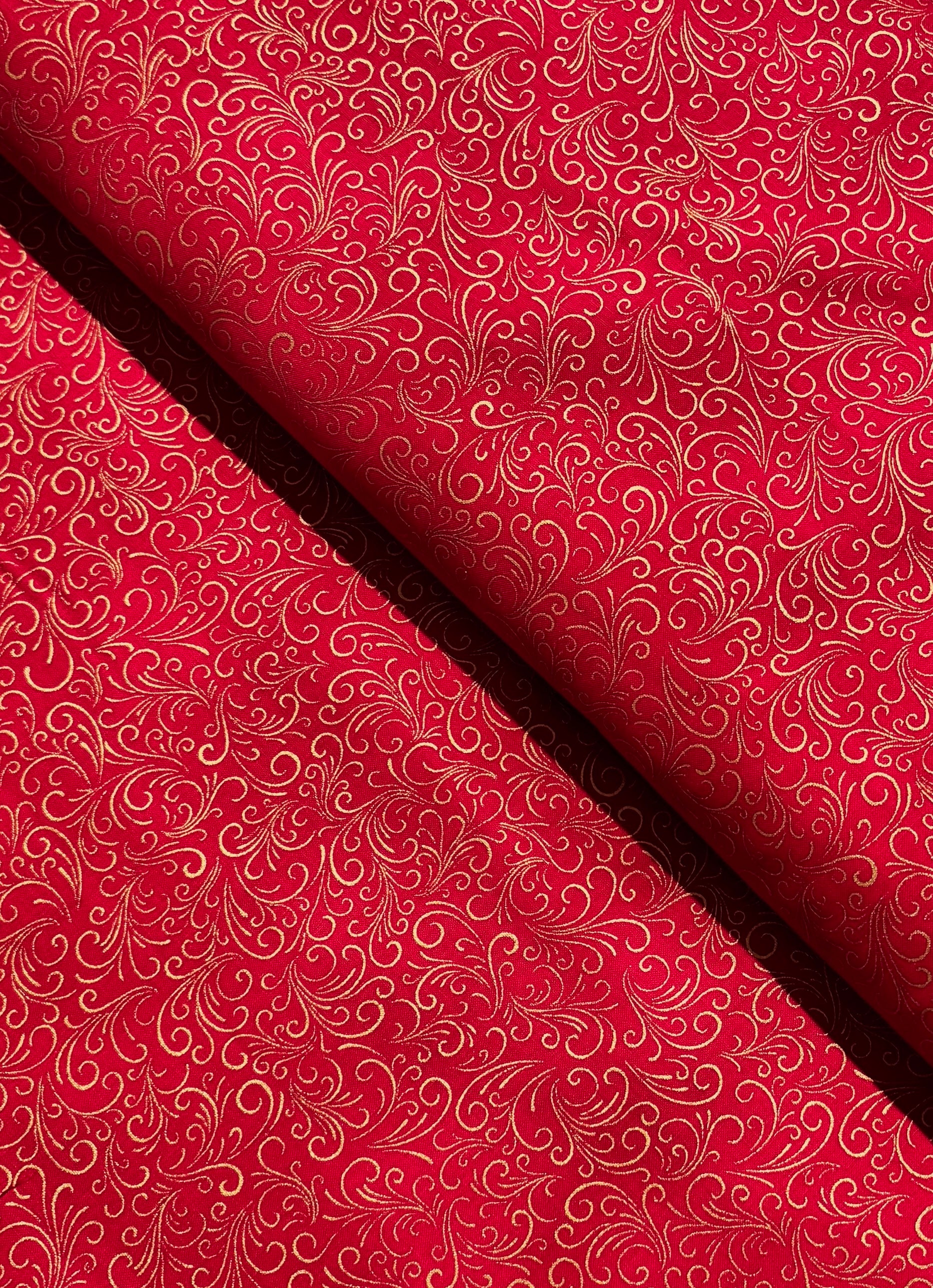 Joli Bijou - Swirls Crimson Gold Yardage