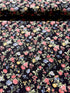 Sevenberry Cotton Flax Prints - Floral Spray on Black Yardage