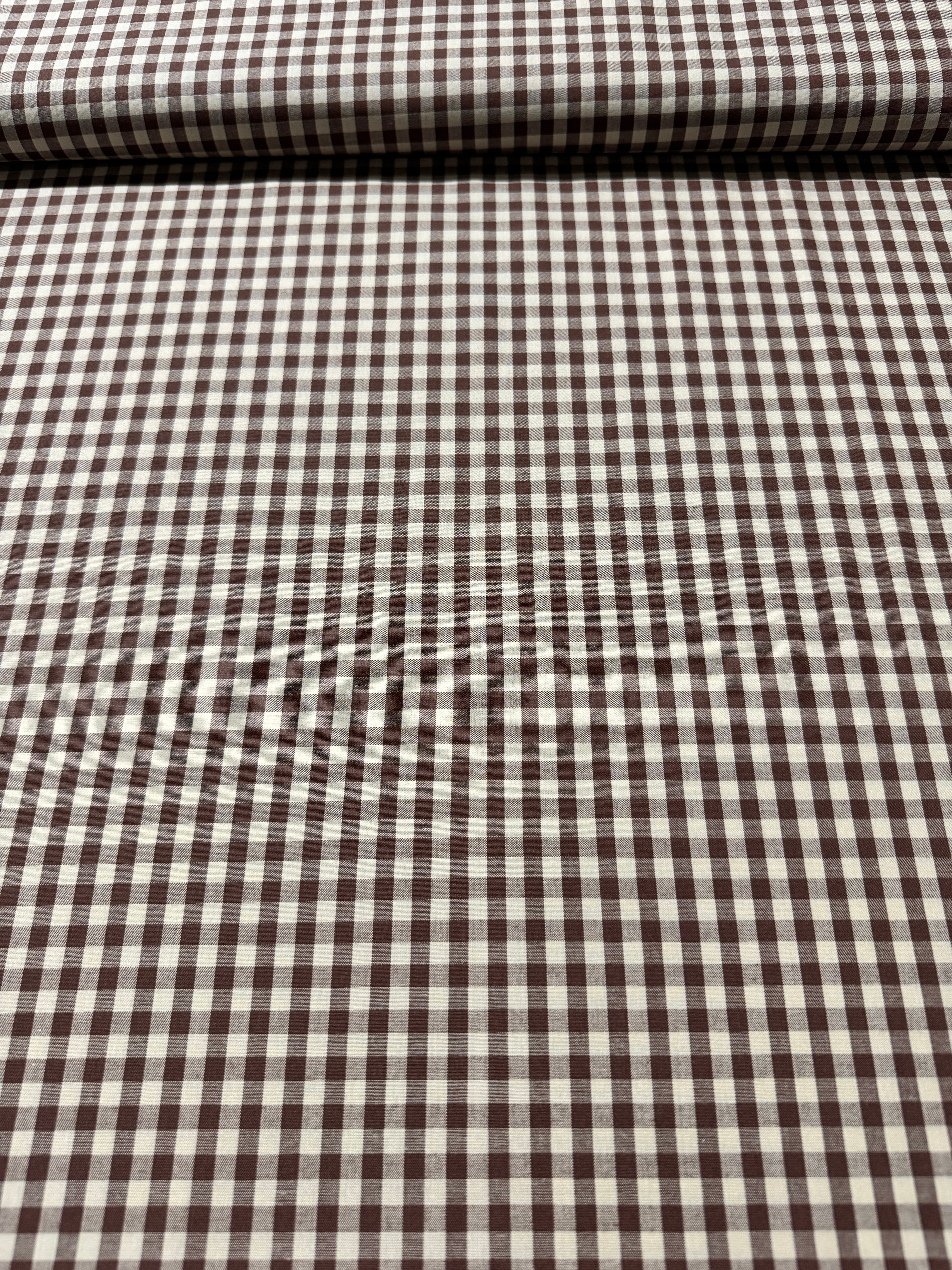 Crawford Gingham - Yarn Dyed 1/4 Inch Gingham Brown Yardage