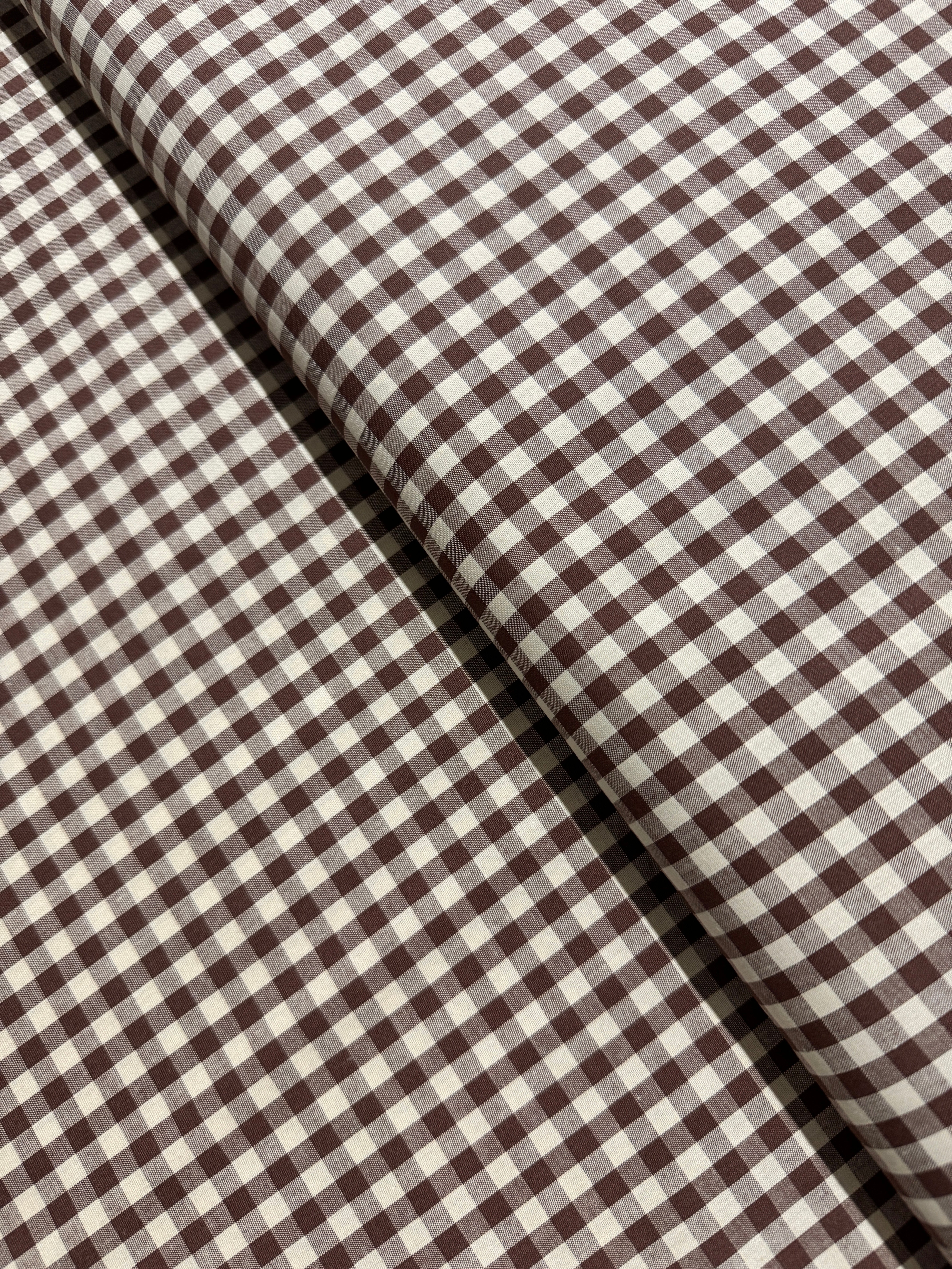 Crawford Gingham - Yarn Dyed 1/4 Inch Gingham Brown Yardage