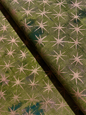 Grunge Seeing Stars Metallic - Vert Yardage