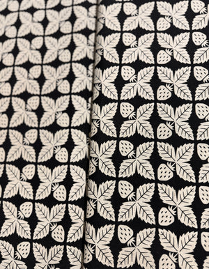 Along the Fields - Strawberry Black Canvas Yardage