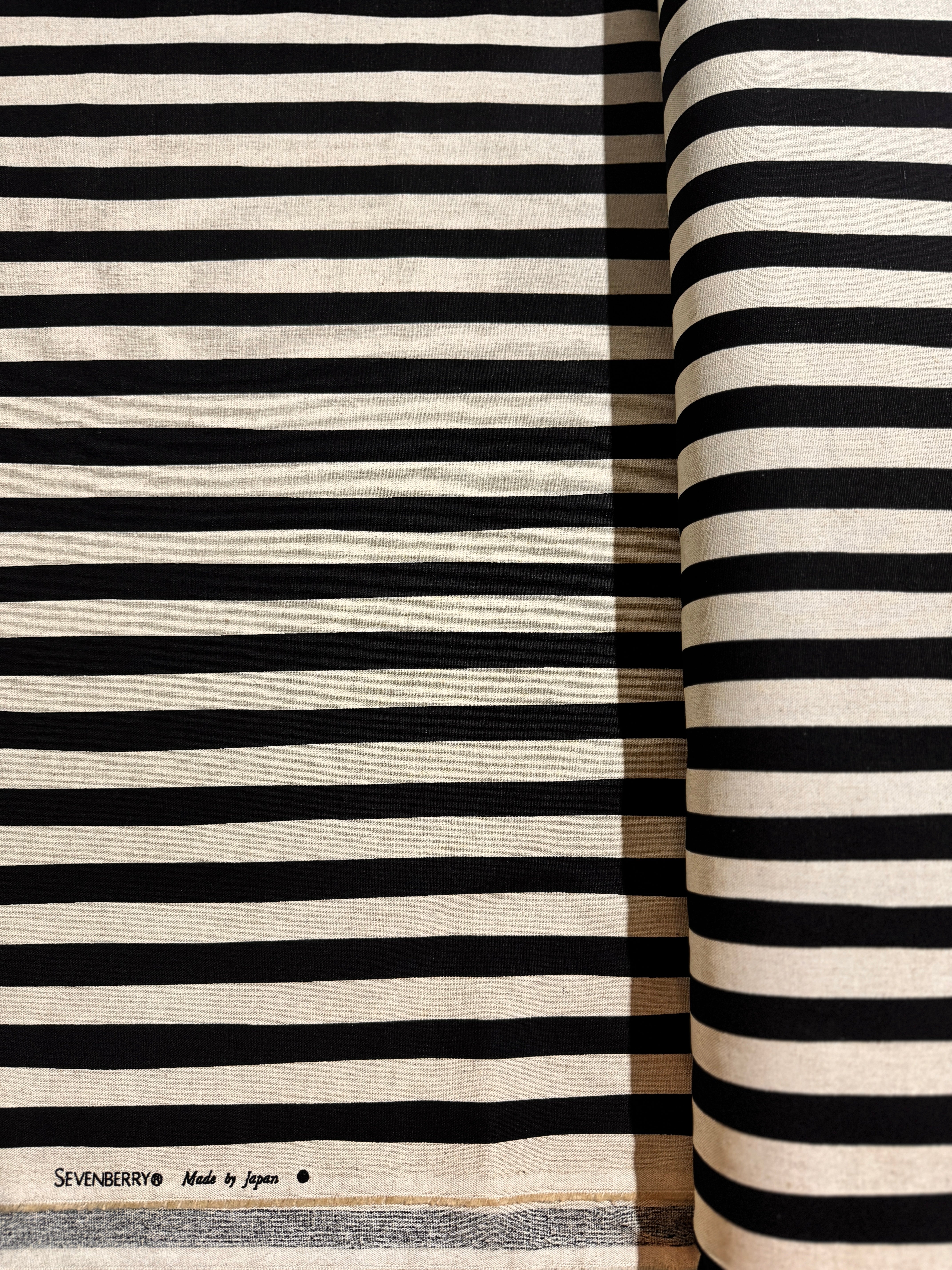 Sevenberry Canvas Natural Stripes Black Yardage