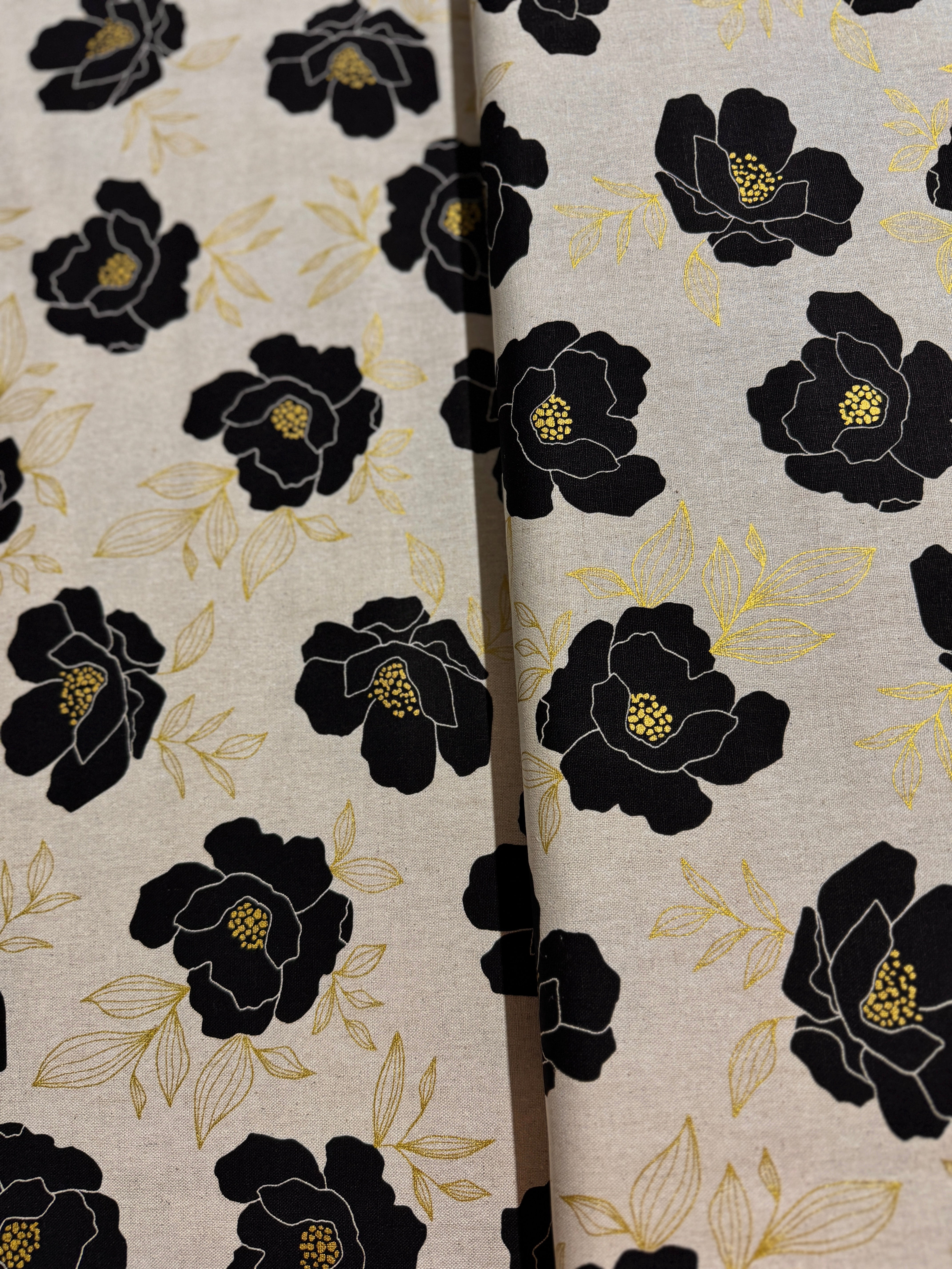 Gilded - Bold Blossoms Mochi Linen Paper Gold Metallic Yardage