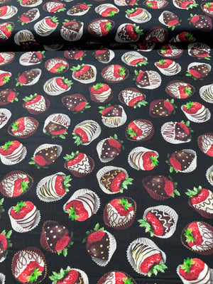 Chocolicious - Strawberry Delight Black Yardage