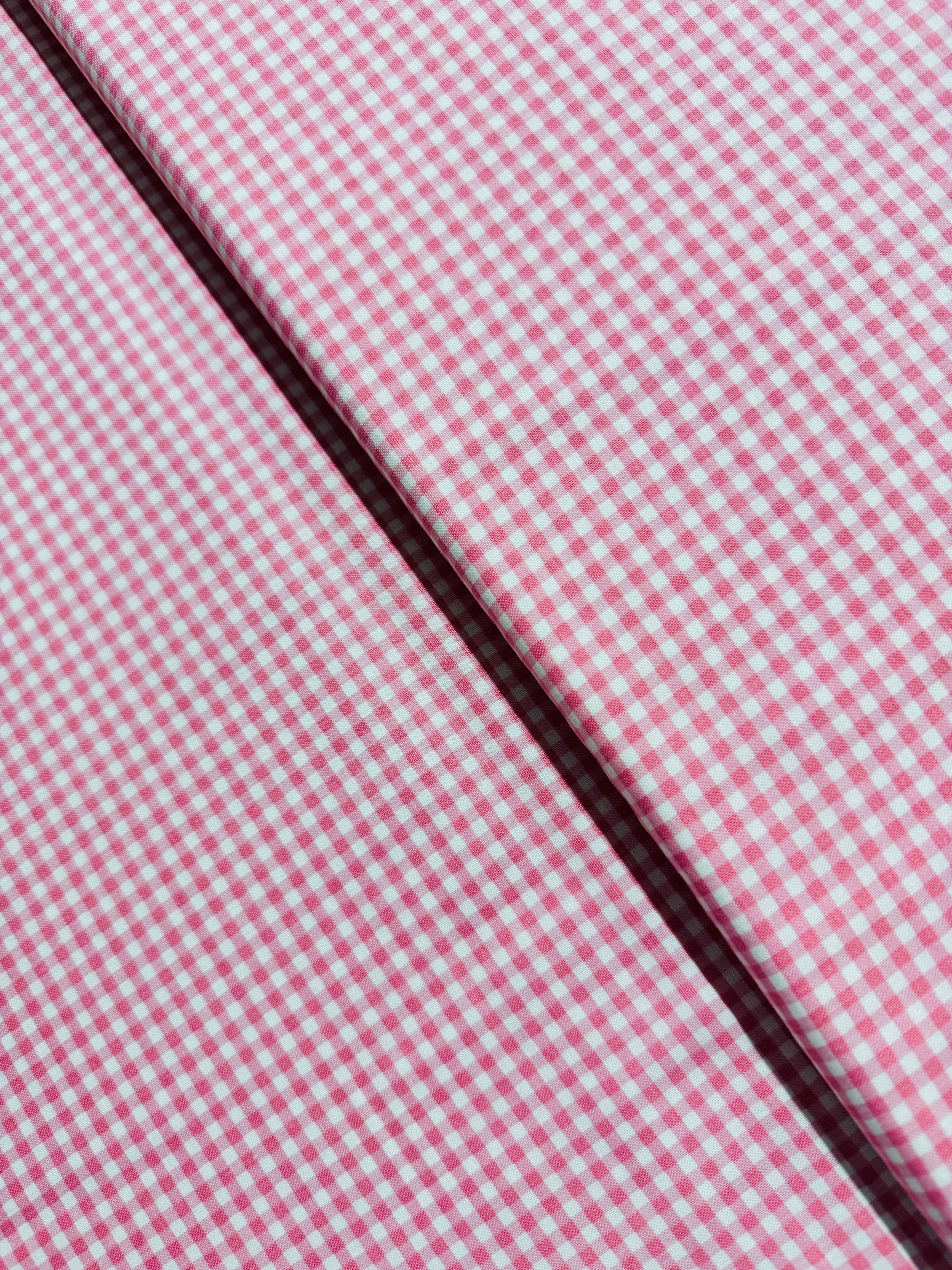 1/8 Inch Small Gingham Check Baby Pink