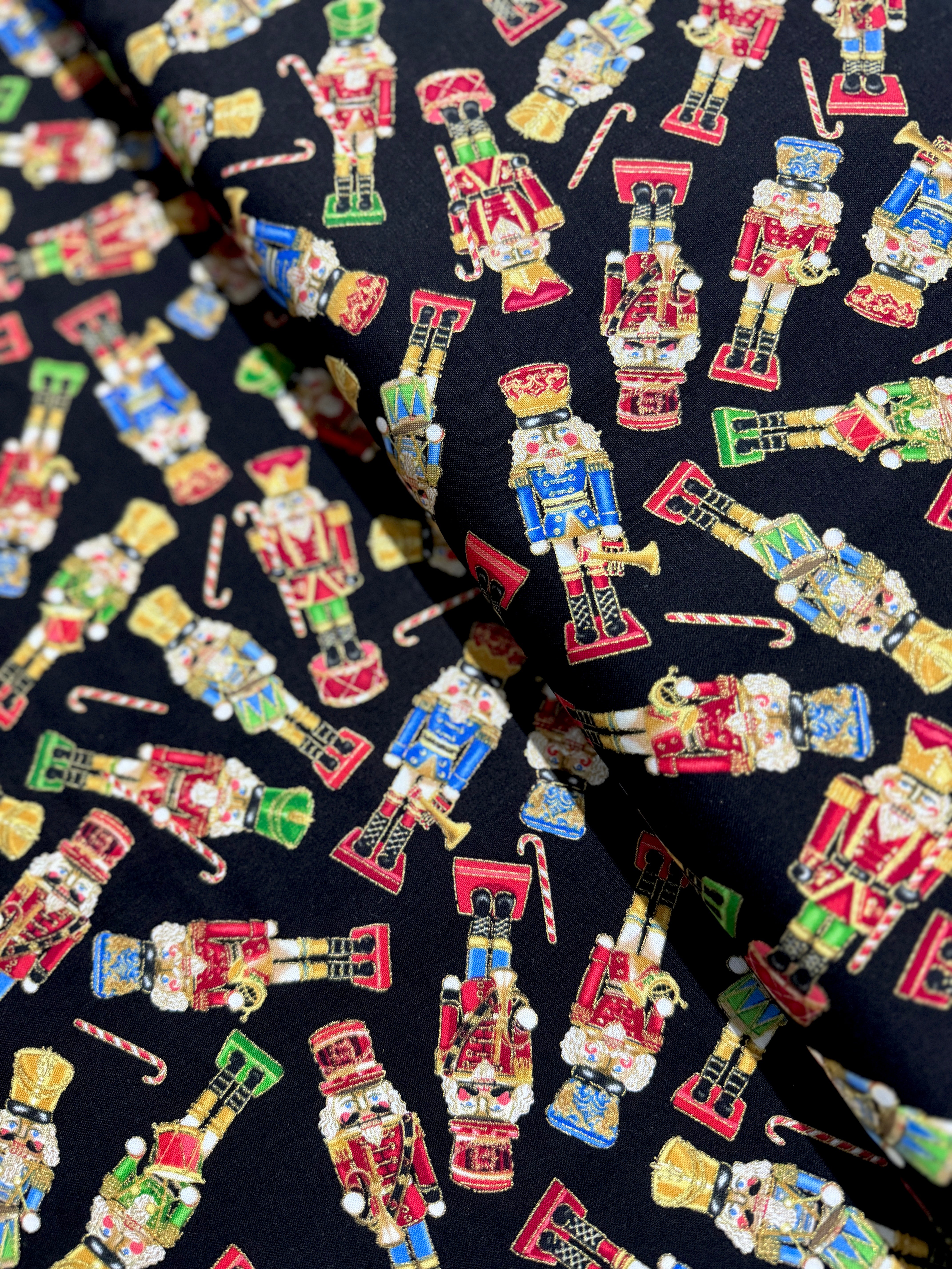 Deck The Halls - Christmas Magic - Tossed Nutcrackers Metallic Yardage