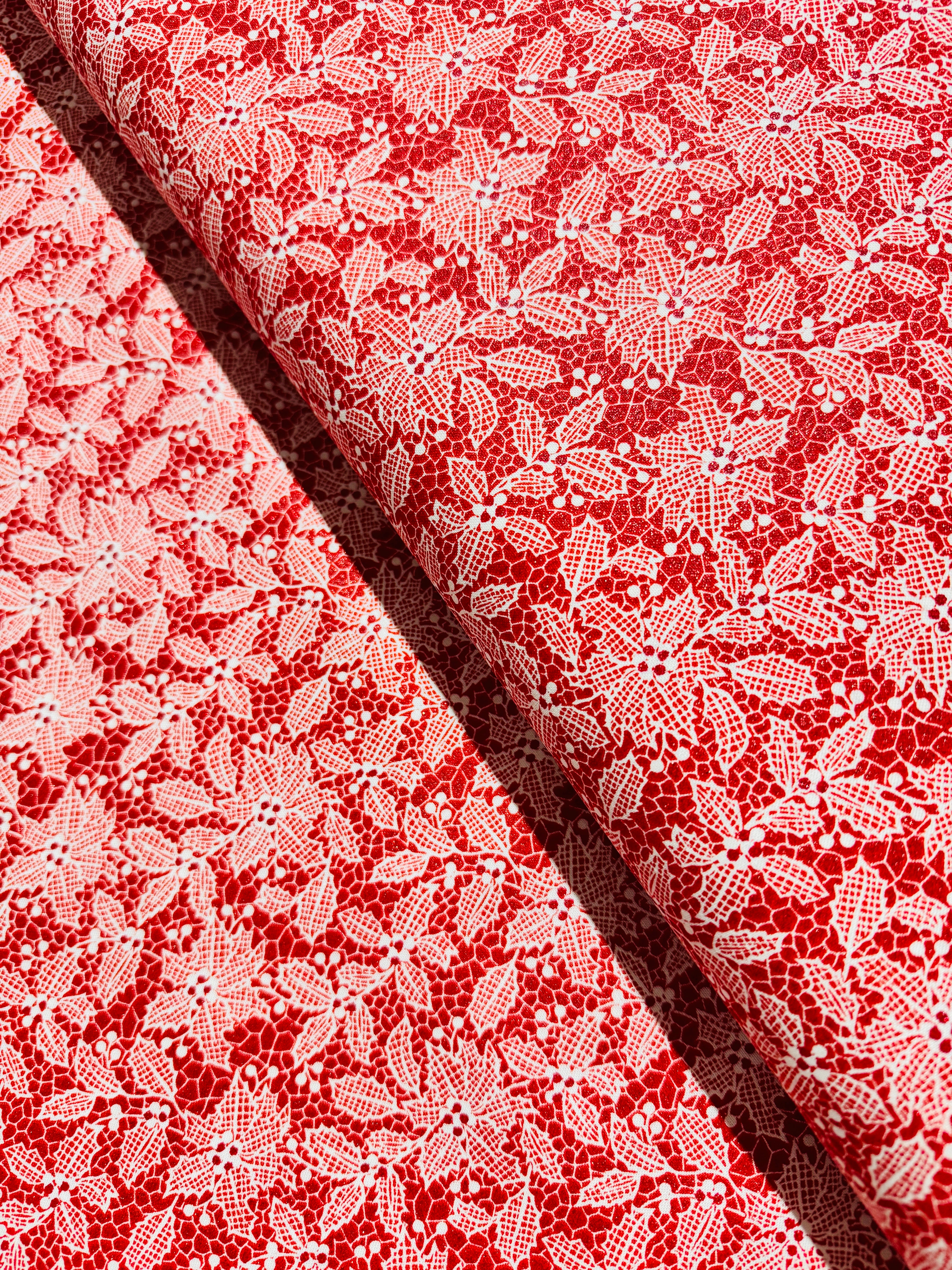 Let it Sparkle - Holiday Lace - Radiant Cherry Metallic Yardage