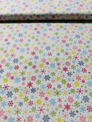 Joy - Snowflakes on White Yardage