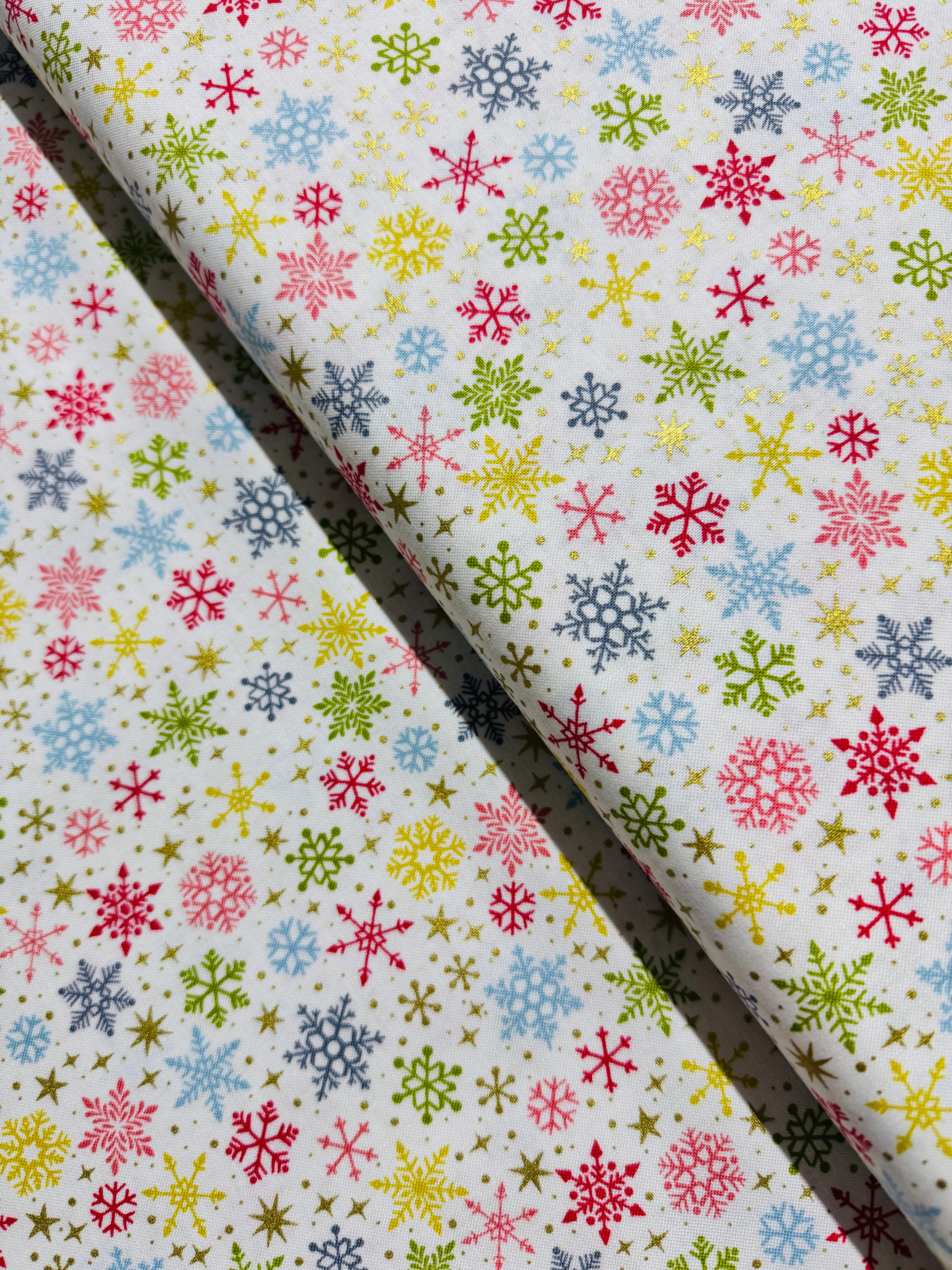 Joy - Snowflakes on White Yardage