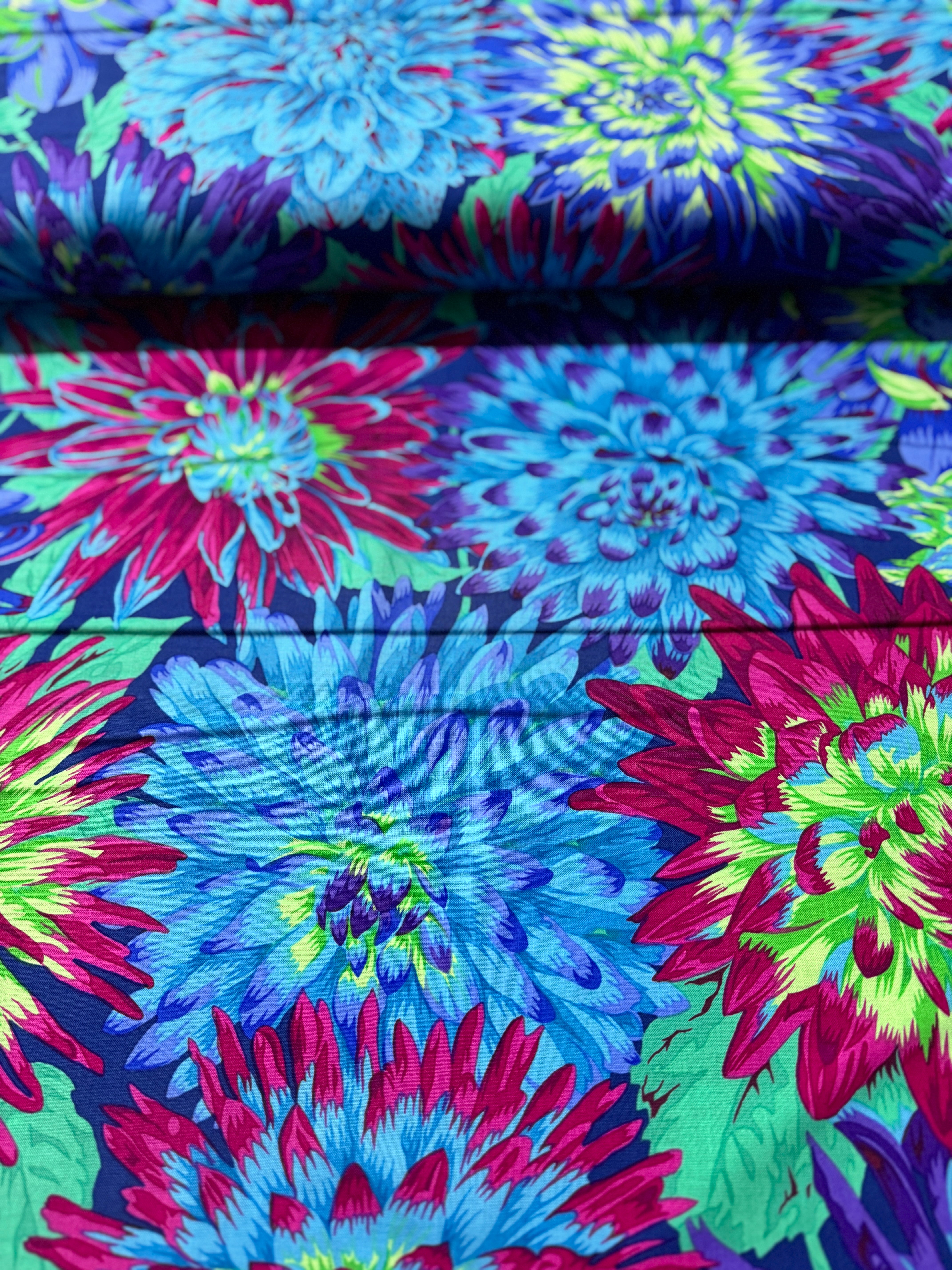 Kaffe Fassett Collective - Cactus Dahlia Blue Yardage