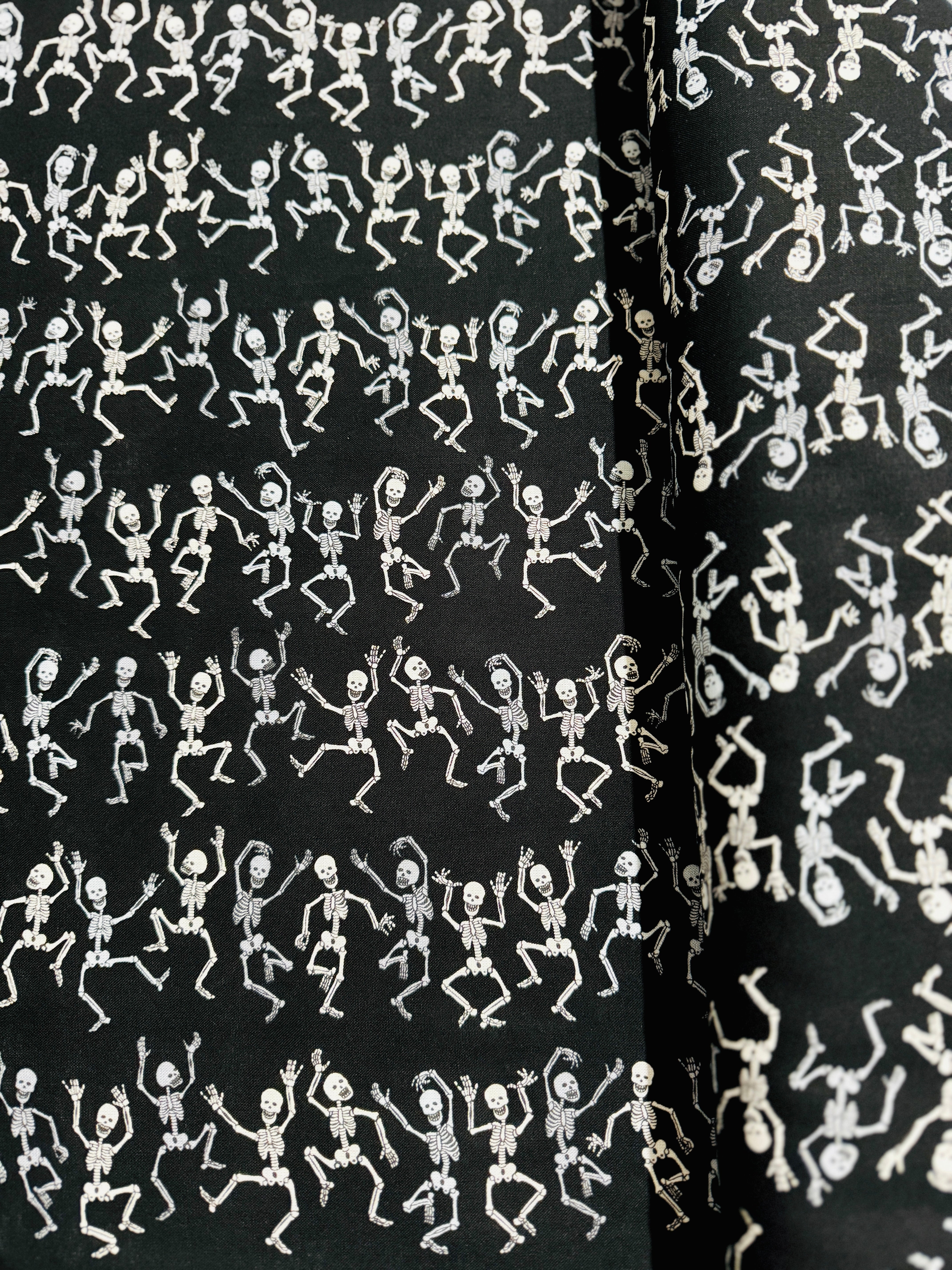 Day of the Dead - Dancing Skeletons Stripe Yardage