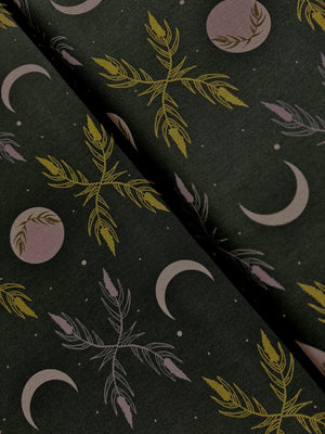 Camp Creek - Harvest Moon Forest Green Unbleached Canvas Metallic Yardage