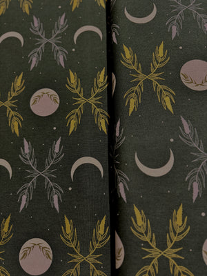 Camp Creek - Harvest Moon Forest Green Unbleached Canvas Metallic Yardage