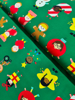 Merry Cheer - Kids Green Yardage