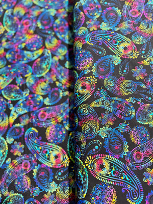 Prism - Multi Paisley On Black Yardage