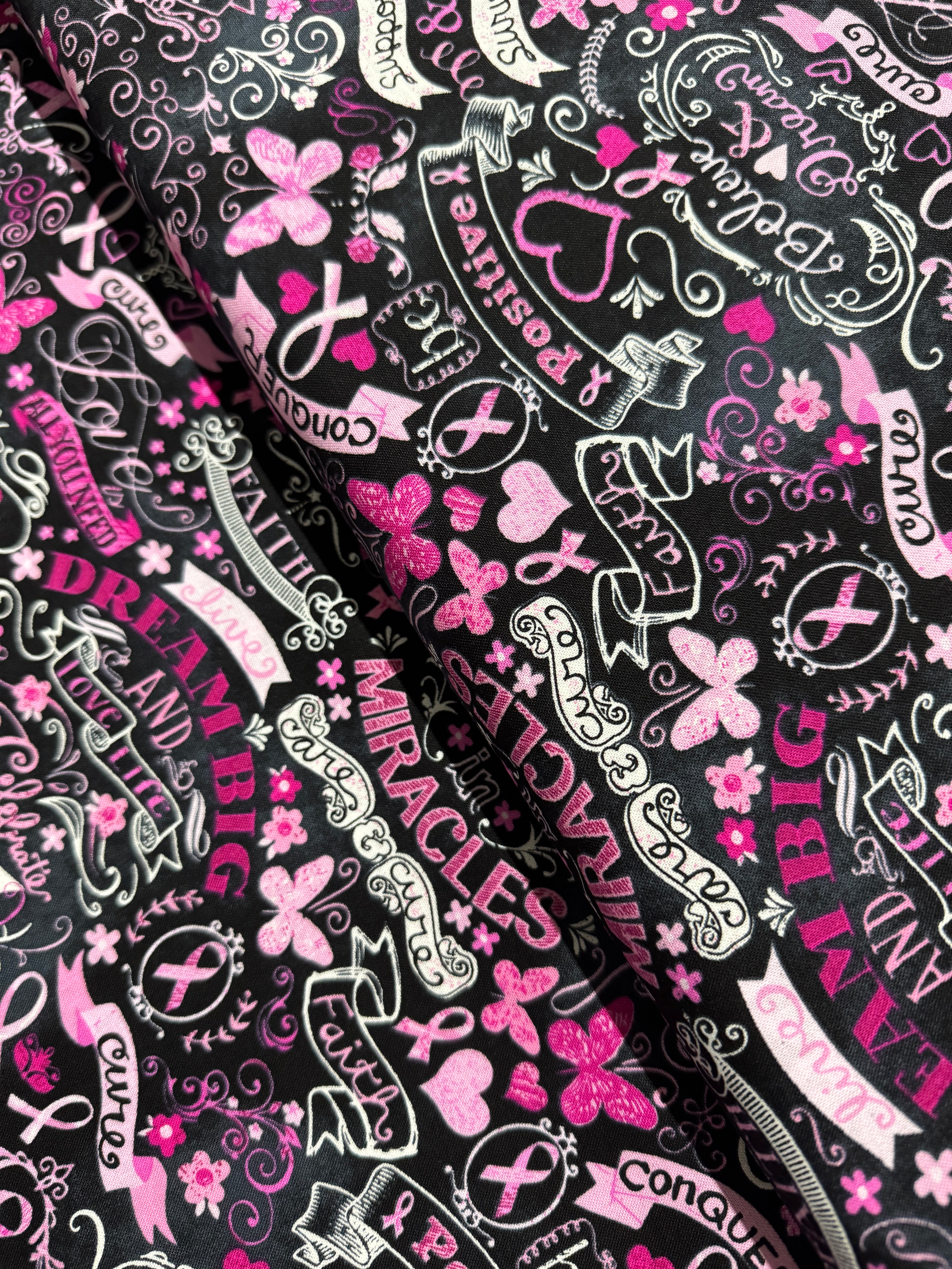 Pink Ribbon Chalkboard Yardage