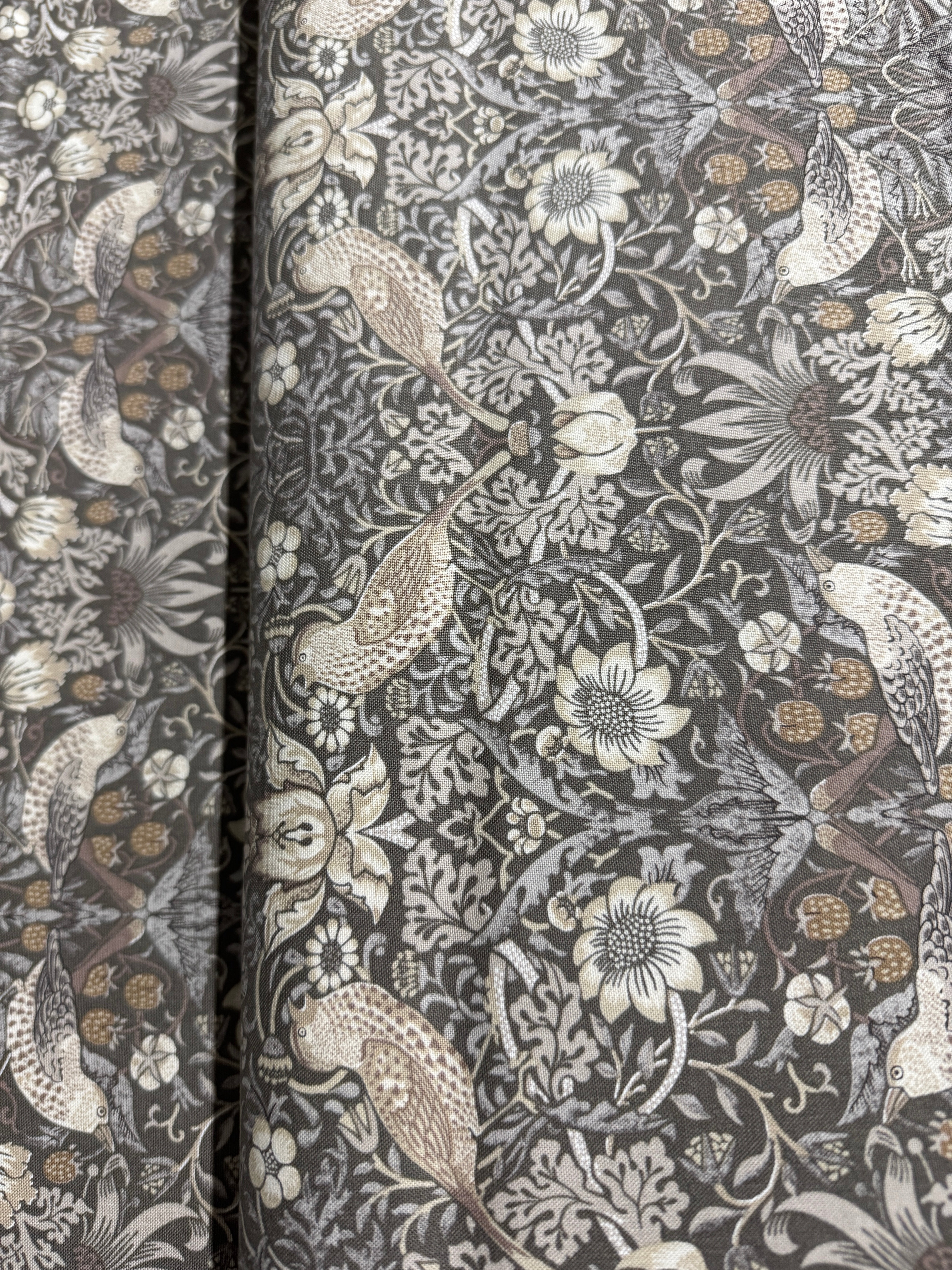 Ebony Suite - Damask Birds Charcoal Yardage