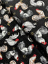 French Country - French Chickens on Black Yardage