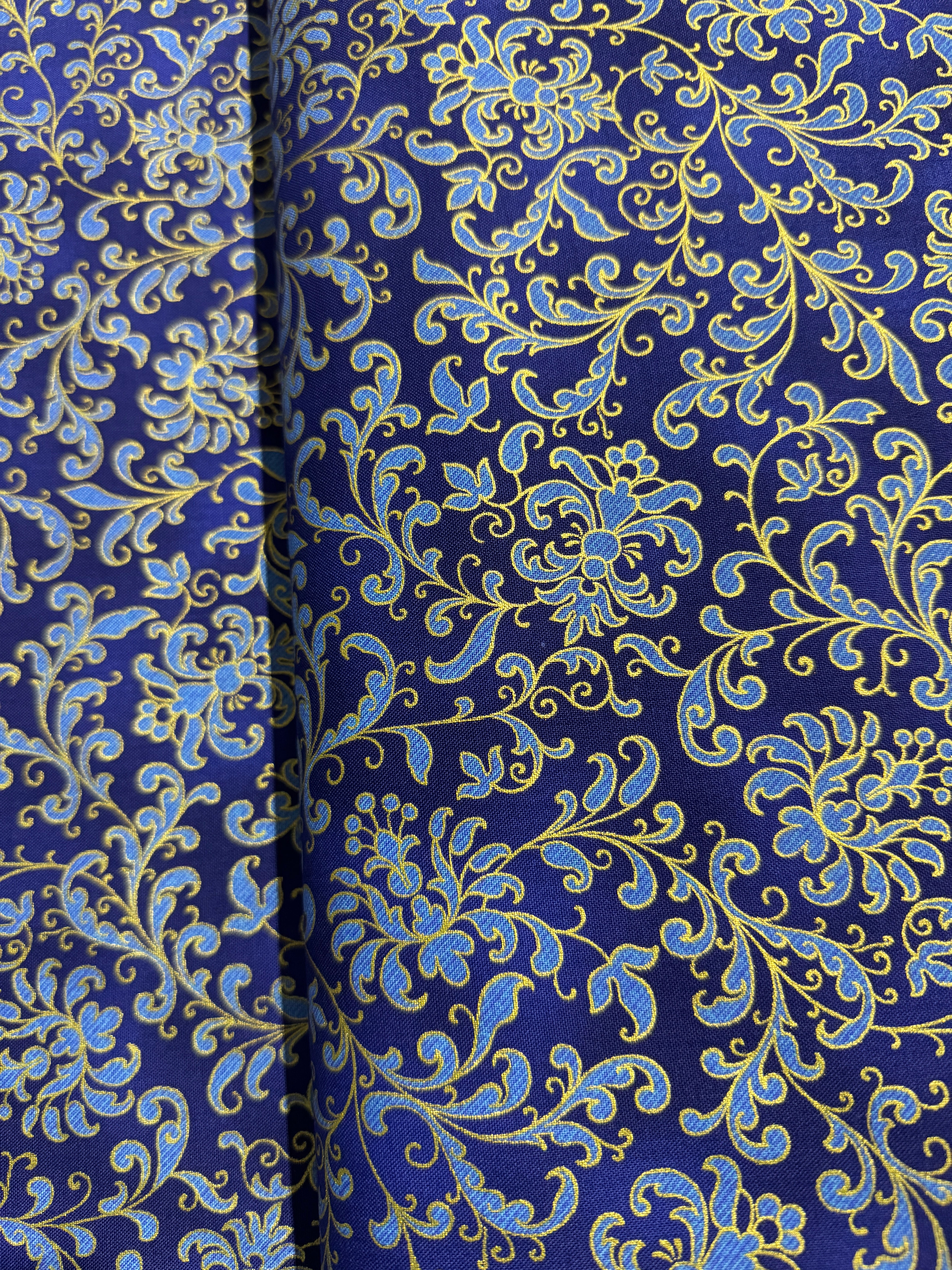 Joli Bijou - Swirls Cobalt Gold Yardage