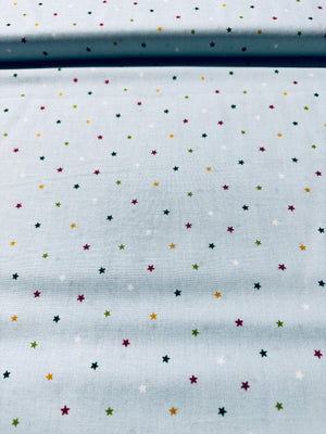 Fat Quarter - Jolly Santa - Multi Star Blue