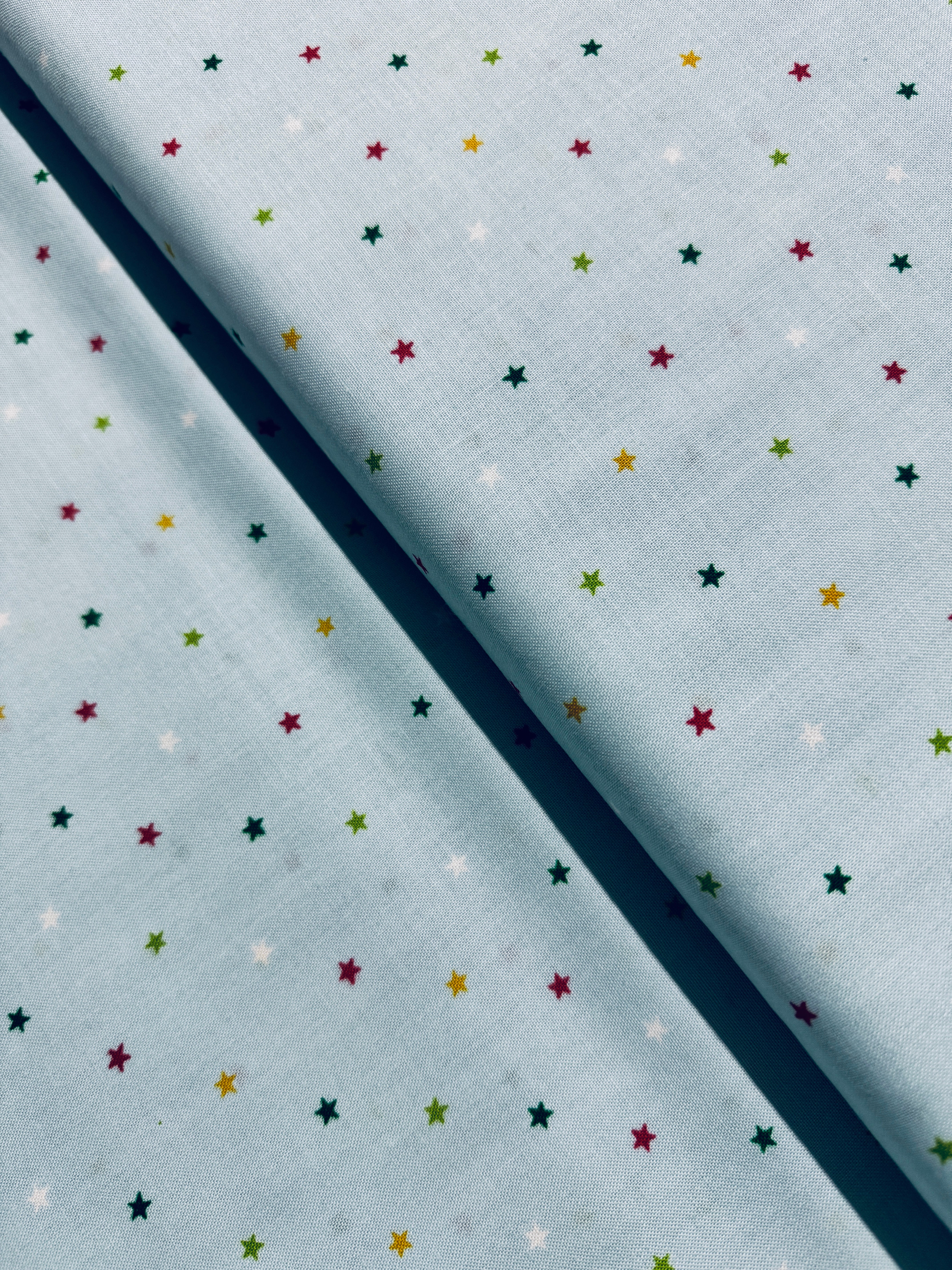 Jolly Santa - Multi Star Blue Yardage