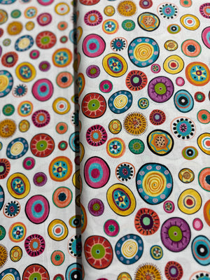 Folkscapes - Large Fantasy Dots White/Multi Yardage