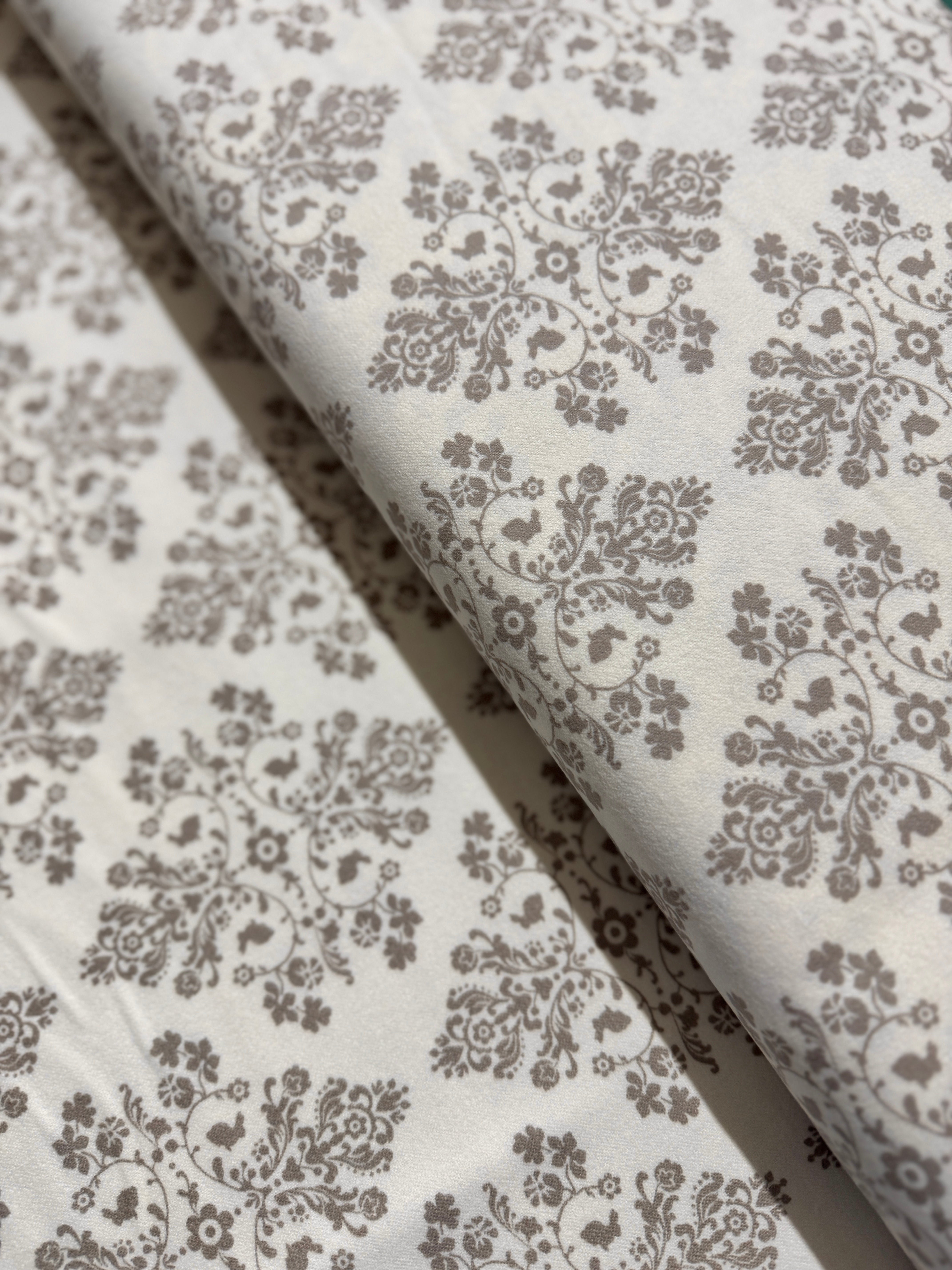 Lily Will Revisited - Cottontail Toile Gray on Cream Flannel Yardage