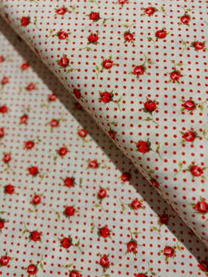 Vintage Rose - Small Roses And Dots Yardage