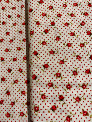 Vintage Rose - Small Roses And Dots Yardage