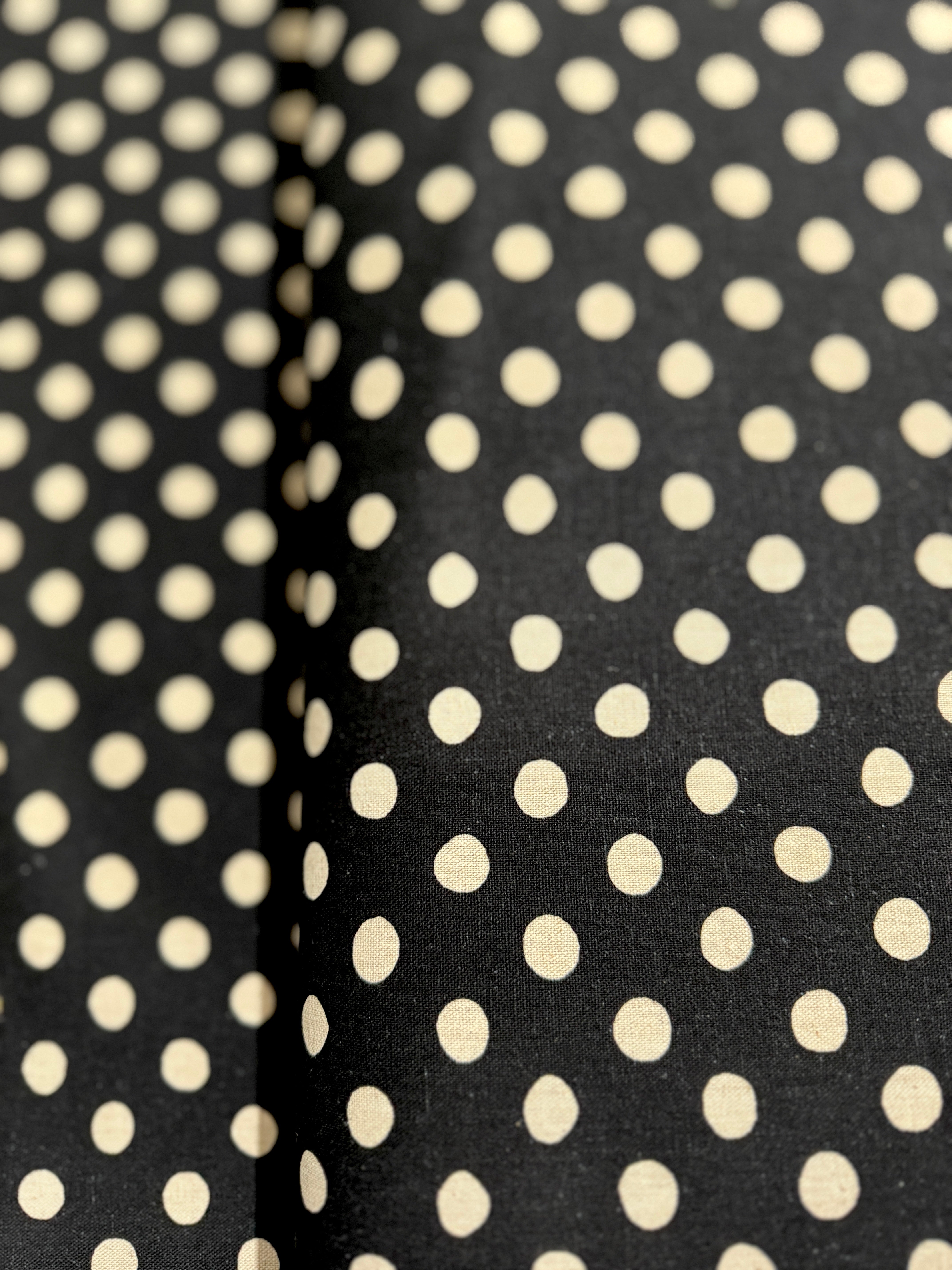 Sevenberry Canvas Natural Dots - Medium Dots Black Yardage