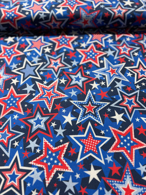 Red, White & True - Patriotic Stars Navy Yardage