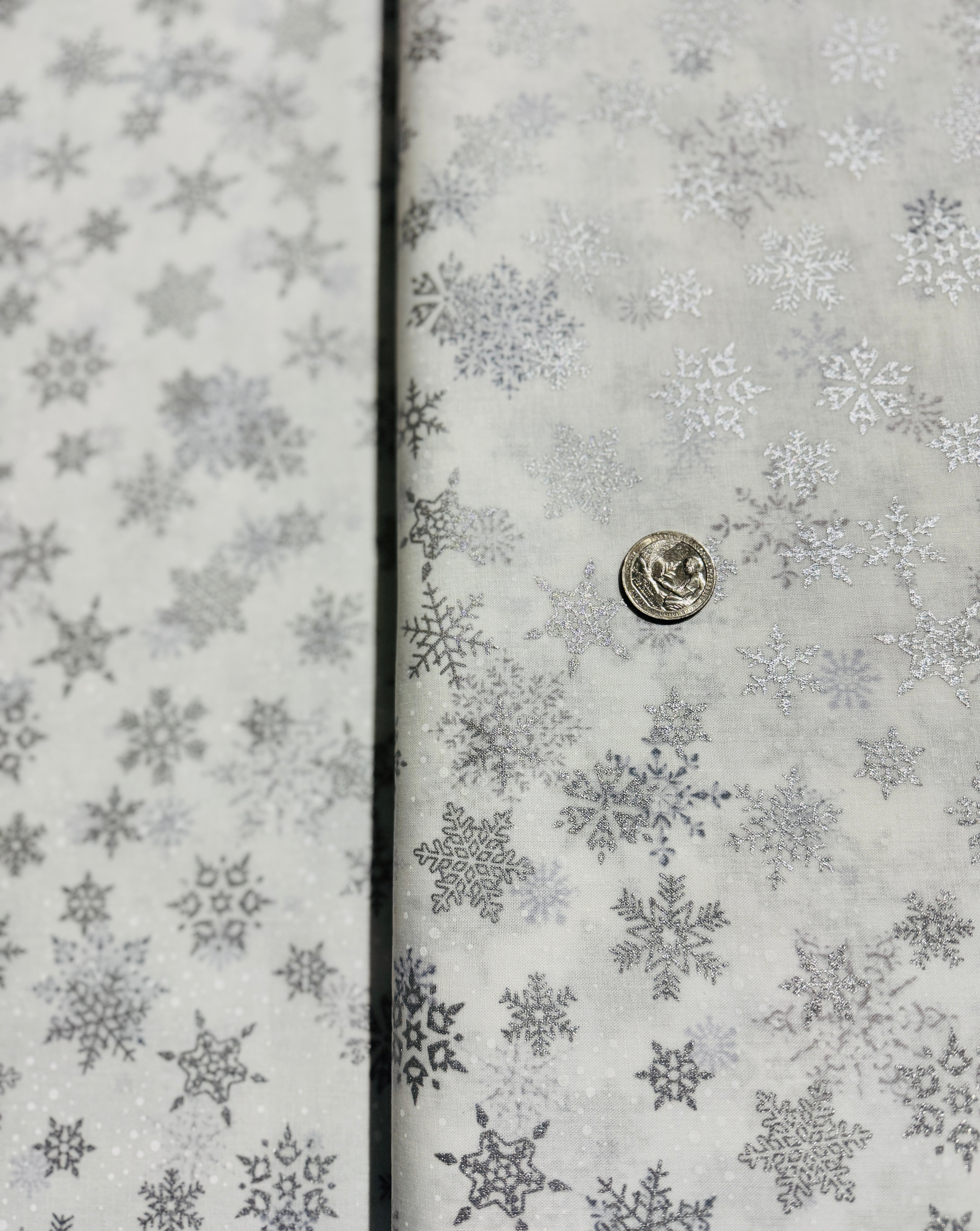 Whispering Woods Snow/Silver Metallic Yardage