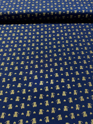 Glitter Critters - Nice Mice Navy/Gold Glitter Yardage