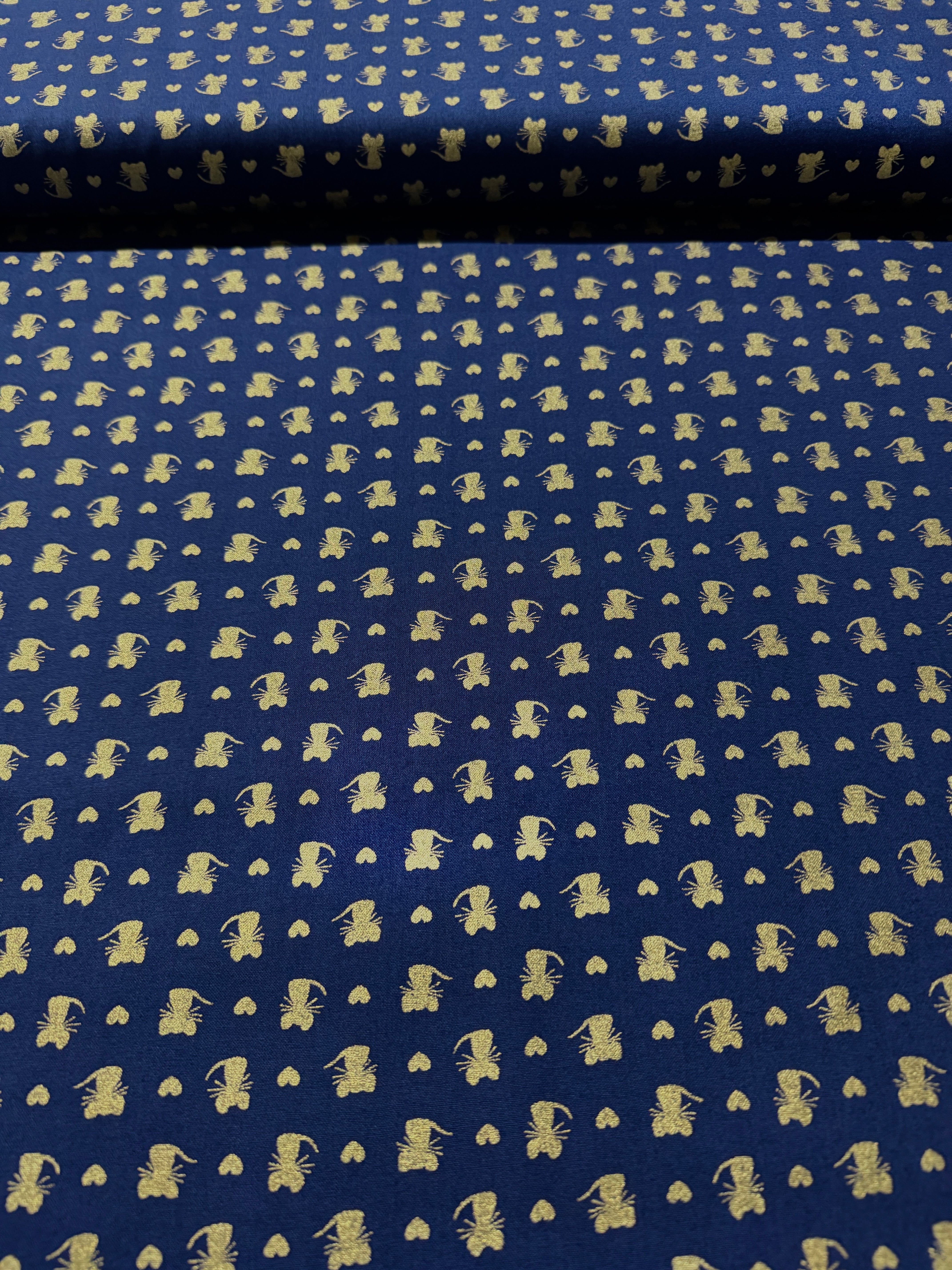 Glitter Critters - Nice Mice Navy/Gold Glitter - Half Yard