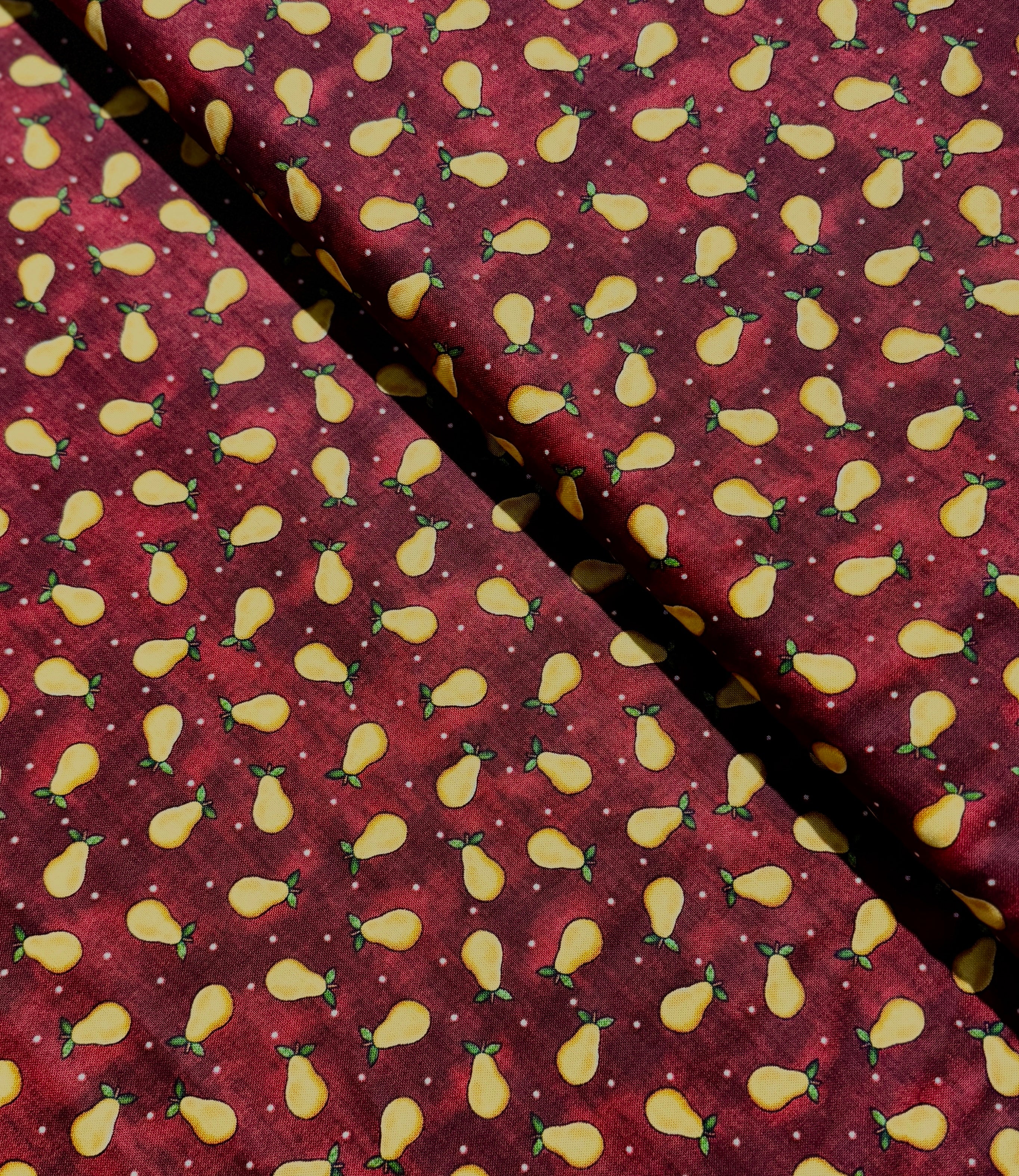 Folk Art Basics - Pear Dot Dark Red Yardage