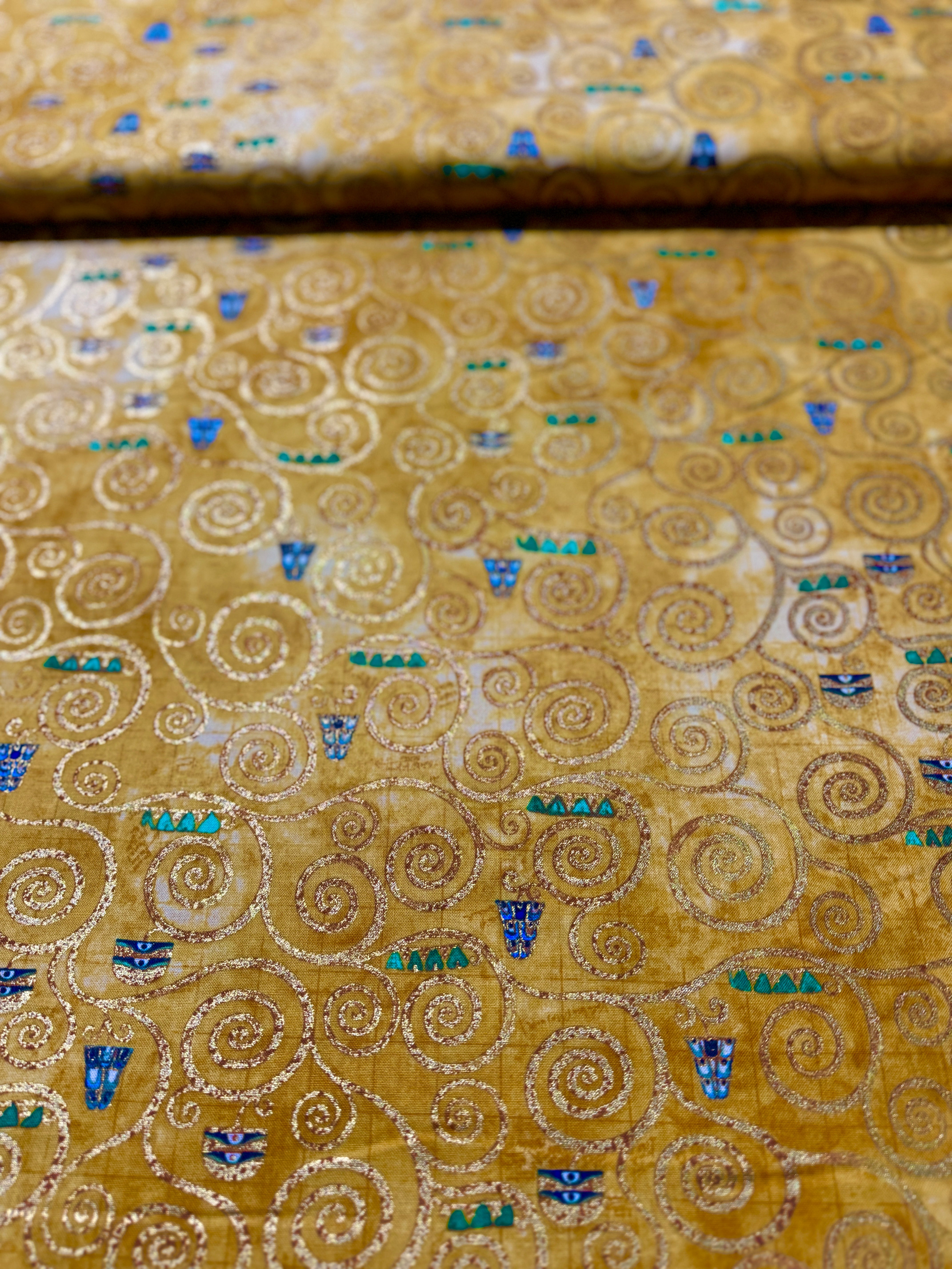 Gustav Klimt - Swirls Gold Metallic Yardage